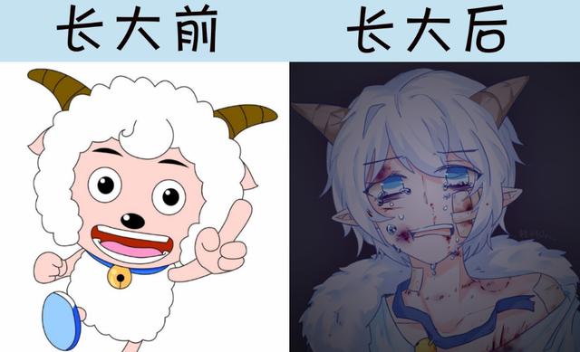 当小羊"长大后",懒羊羊软萌帅气,喜羊羊成柔弱小哥哥