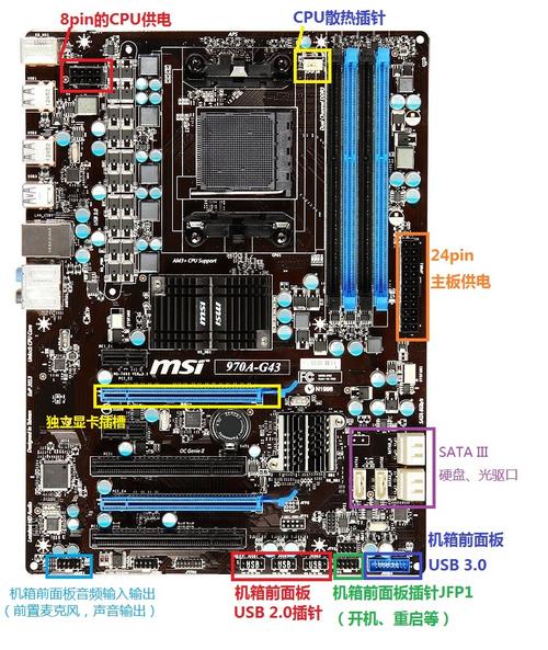 微星970a-g43面板跳线