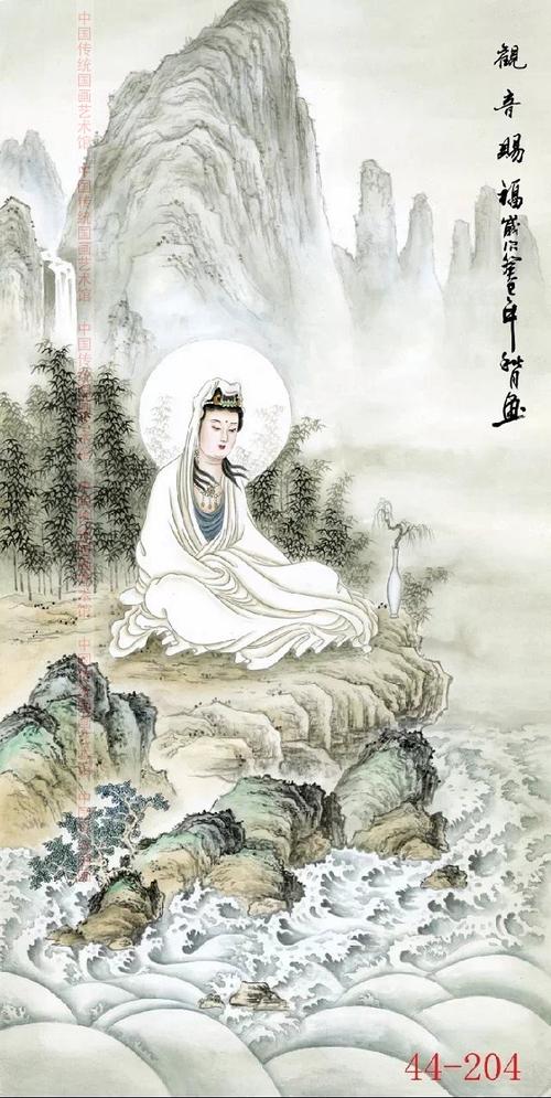 国画观音赐福工笔菩萨观音画像画芯中堂佛堂供奉保平安高清喷绘