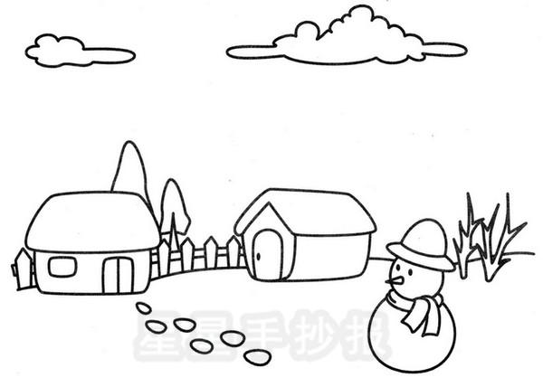 冬日雪景简笔画