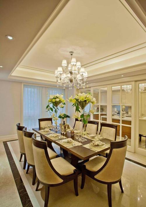户型餐桌餐椅500m别墅简欧风格餐厅吊顶装修图片简欧风格餐台图片效果