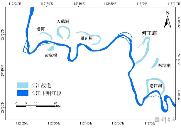 长江中游下荆江河段短短175公里的河道周边,共分布了7条牛轭湖故道,被