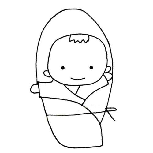 一组可爱的小婴儿简笔画图片