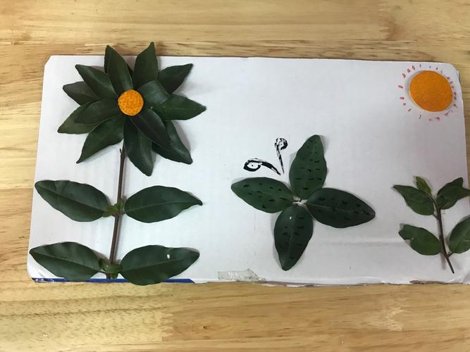 小班亲子树叶贴画活动