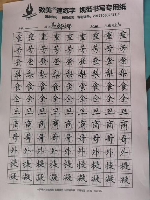 致美练字学员日常书写练习图集