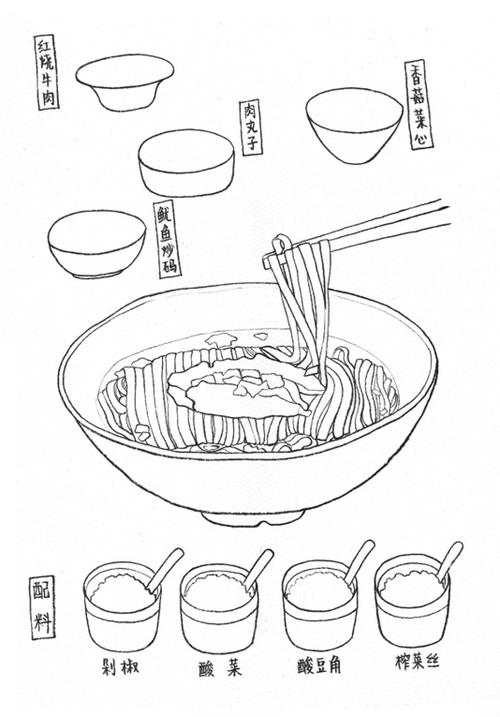 约稿——长沙美食之二:米粉(线稿1)