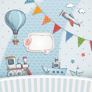 彩色卡通涂鸦交通工具背景图