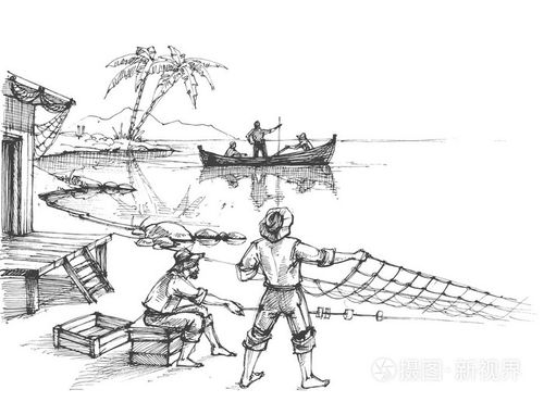 渔民在工作剪影插画-正版商用图片1lfww4-摄图新视界