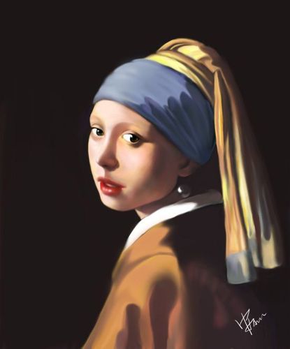 dieann 的插画 戴珍珠耳环的少女