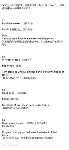 flood 可不仅有"洪水"的意思!这些意思你都知道吗?