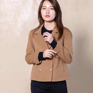 2021秋冬女装中年妈妈款羊绒双面呢短款毛呢大衣外套上衣通勤直筒