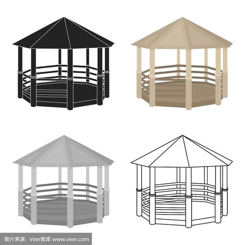 凉棚,绘画插图,卡通,矢量,高雅