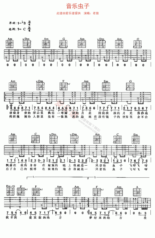 老狼《老狼《音乐虫子》》吉他谱