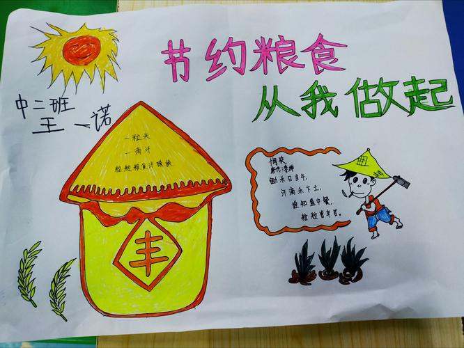 一代天骄幼儿园中二班(节约粮食,从我做起)手抄报,谢谢家人们配合.