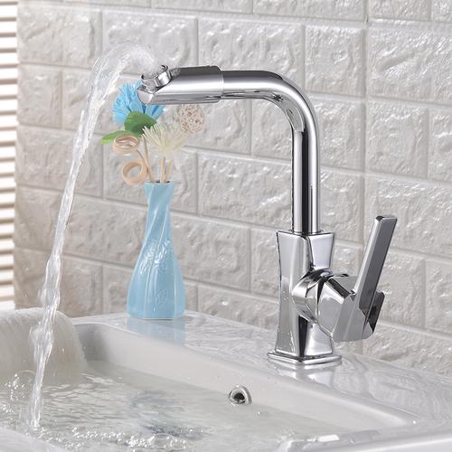 全铜卫生间洗手盆冷热水龙头家用面盆洗脸盆单冷水厨房可旋转龙头