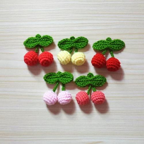 手工diy森系樱桃日韩钩针编织毛线配饰项链萌物毛衣链