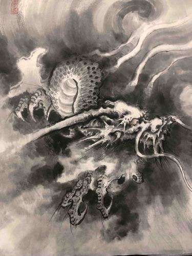 中国龙国画龙青龙墨龙四尺