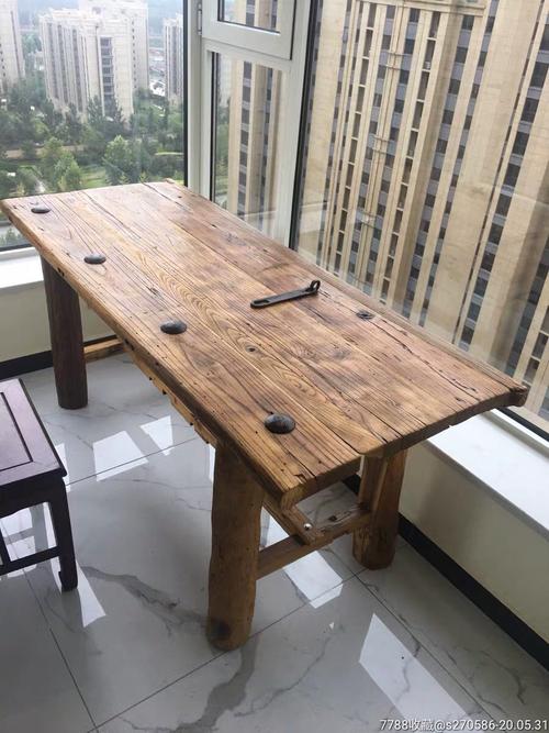 老榆木门板原木旧木板实木风化板复古怀旧楼梯踏板吧台板茶台茶桌