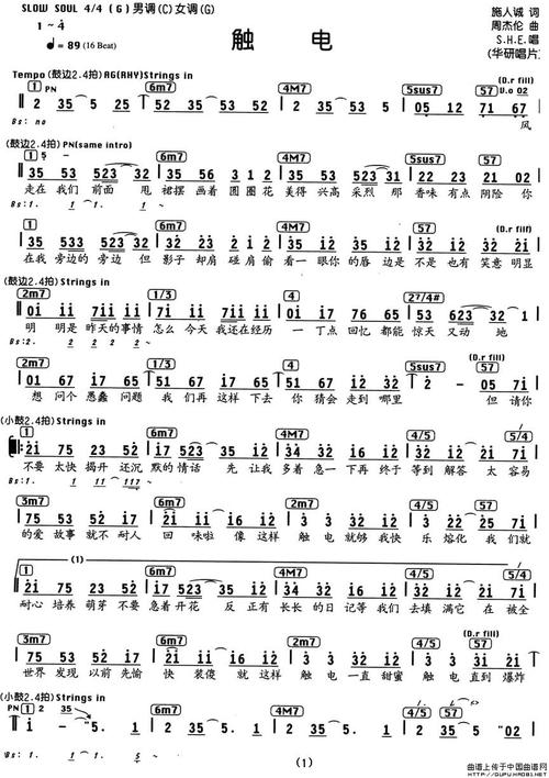 歌谱:触电(编配乐谱)(简谱)