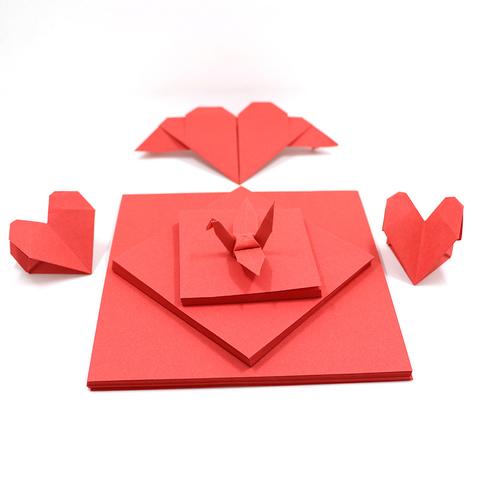 正方形折纸 折爱心桃心手工纸 diy折纸彩色心形千纸鹤爱心桃心折纸正