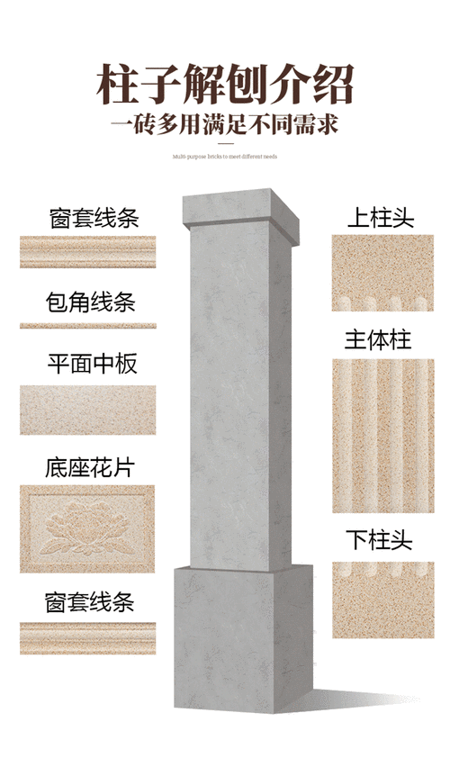厂家自营农村自建房罗马柱大门瓷砖仿花岗岩外墙罗马柱配套瓷砖