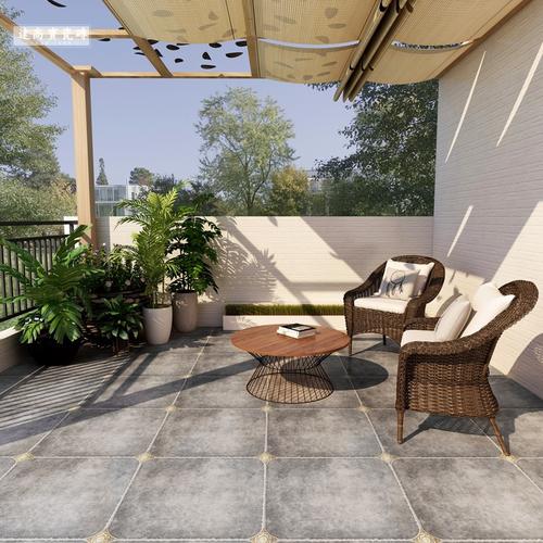 院子地砖600x600 室外阳台庭院防滑地板砖灰色复古美式仿古砖瓷砖