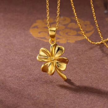 小腰金 四叶草黄金项链妈妈款纯金吊坠女999足金母节礼物送婆婆传承古