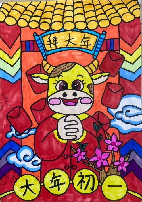 春节,元宵节绘画作品展示