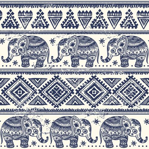 印度大象花纹背景图片