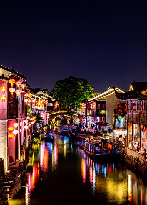 苏州七里山塘山塘街山塘河夜色