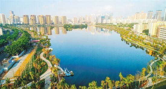 海口红城湖从海宅塘到城市公园沧海桑田城中湖