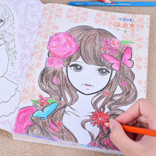 公主涂色本美少女小女孩涂色书填色本绘画画本图画本