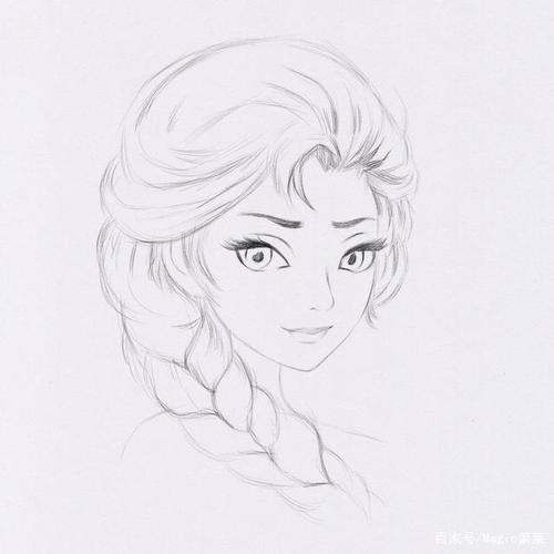 教你用铅笔手绘动漫冰雪奇缘艾莎公主 速写风格很漂亮