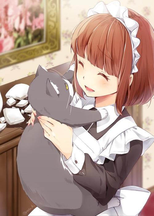 p站"猫咪与少女"系列二次元插画图集:杀伤力不大,观赏性极强