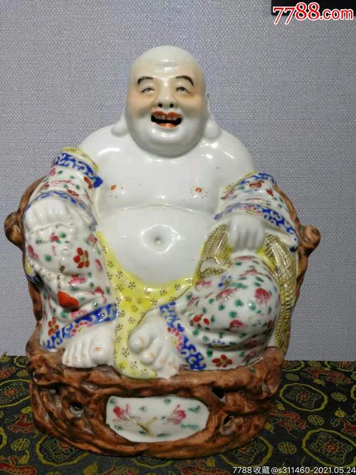 清代"福建会馆"喻炳昌造粉彩弥勒佛_彩绘瓷/彩瓷_福州余园古玩【7788