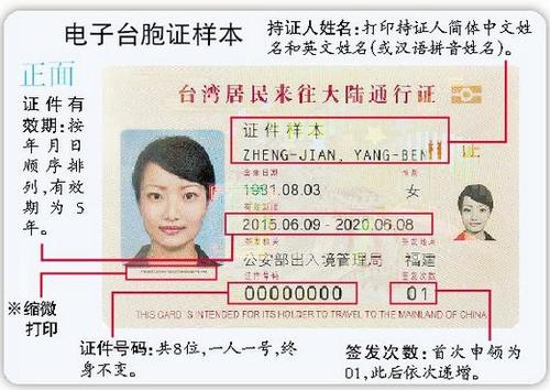 福建首批试点电子台胞证 取消持证人职业及现住址