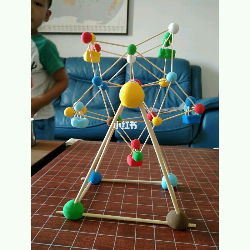 幼儿园手工牙签超轻粘土摩天轮_粘土_幼儿园_摩天轮_筷子_diy手工制作
