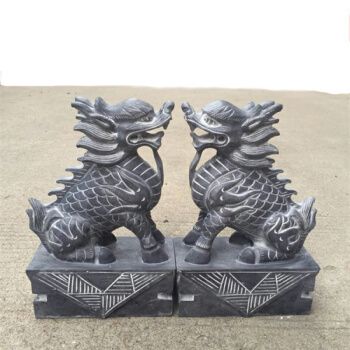顺通礼坊 石头摆件石雕麒麟摆件一对青石麒麟貔貅狮子摆件别墅庭院