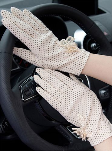 春夏季女士开车防晒手套可爱韩版短款蕾丝手臂套薄款m