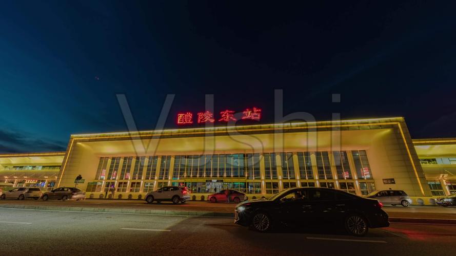 醴陵高铁站日转夜延时_3840x2160_高清视频素材下载