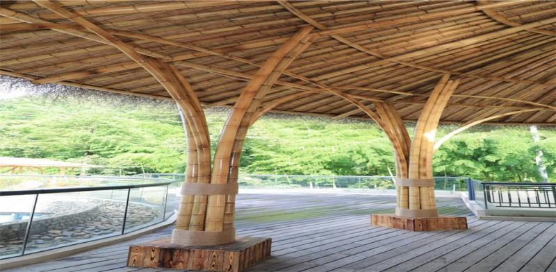 厂家直销简单造型室外异形竹建筑竹房子竹建筑竹门楼竹亭子竹长廊竹