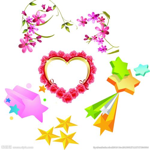 心形花朵 星星图片