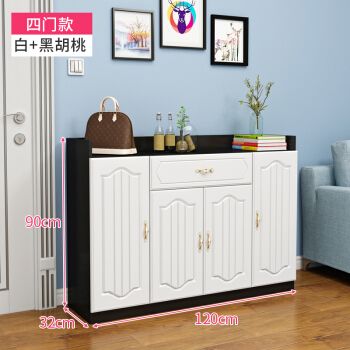 鞋柜实木家用门口大容量收纳简易玄关柜欧式经济型阳台储物柜进门四门