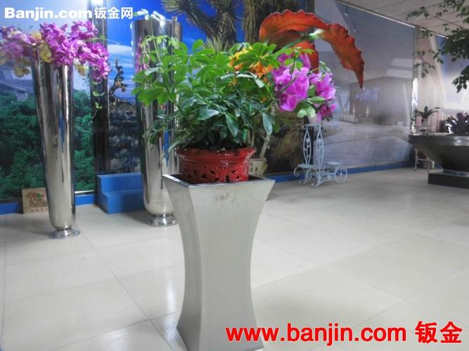 定做设计会议厅展厅收腰形不锈钢花盆,酒店家居迷你不锈钢花瓶