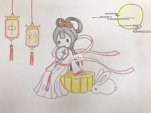 嫦娥简笔画教程94 祝大家月饼节快乐9595_简笔画_月饼_简笔画