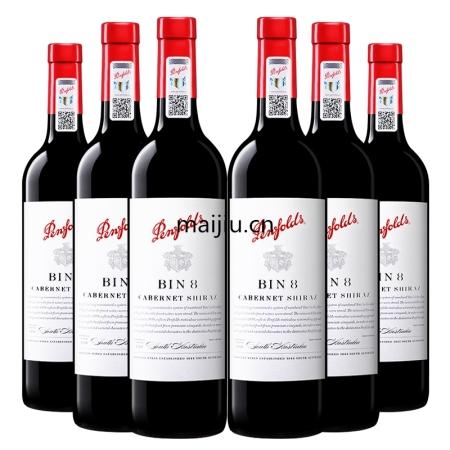 澳洲原瓶进口红酒奔富bin8干红葡萄酒6支整箱-【买酒