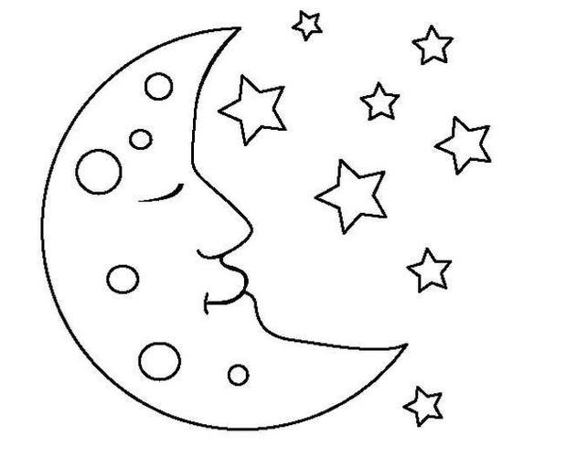 月亮和星星关于天空的简笔画