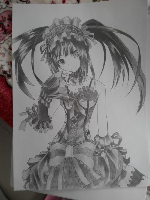 求时崎狂三漂亮线稿