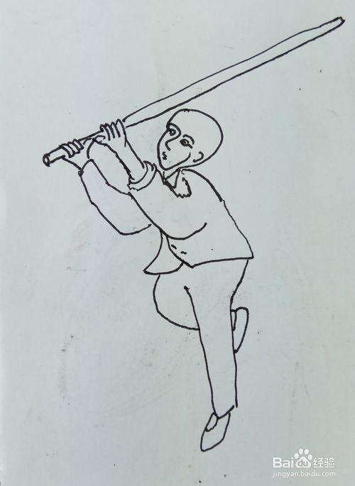 怎样画简笔画"挥起一杆"?