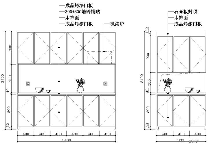 这是厨房柜体和餐边柜的图纸